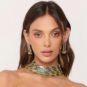 House of Tuhina Jamila Blue Enamel Necklace